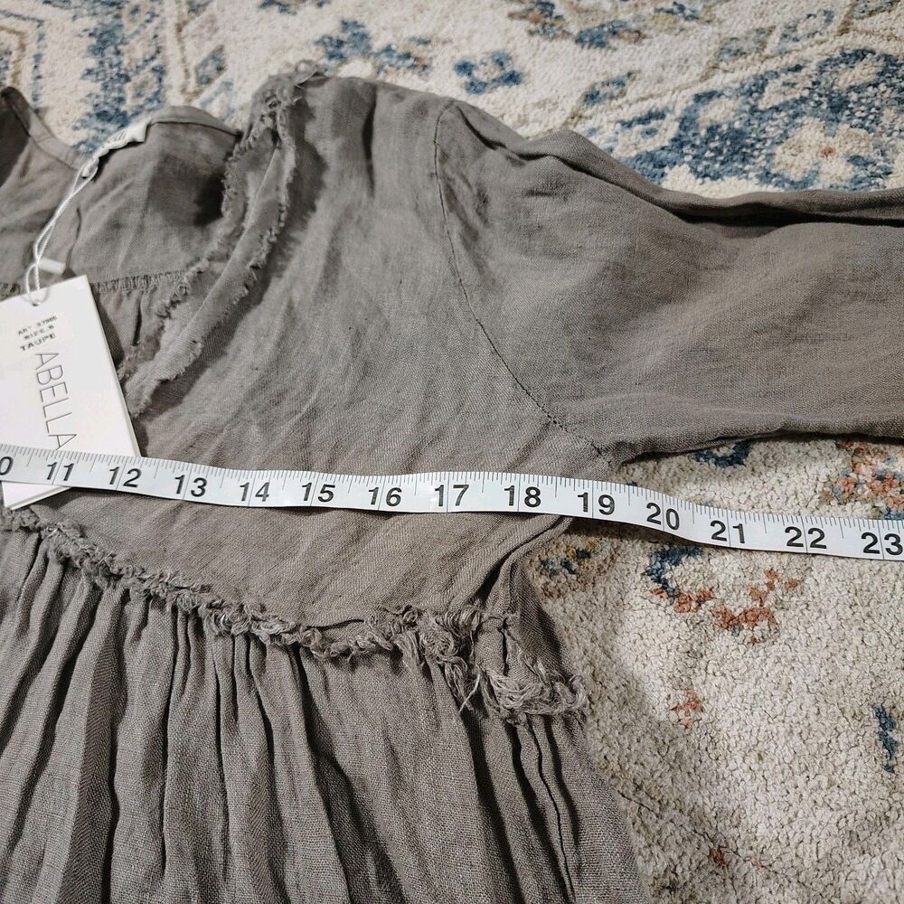 NWT Liabella 100% Linen Tiered Tunic Dress Sz Small Raw Hem Boho Lagenlook Italy - Picture 8 of 9